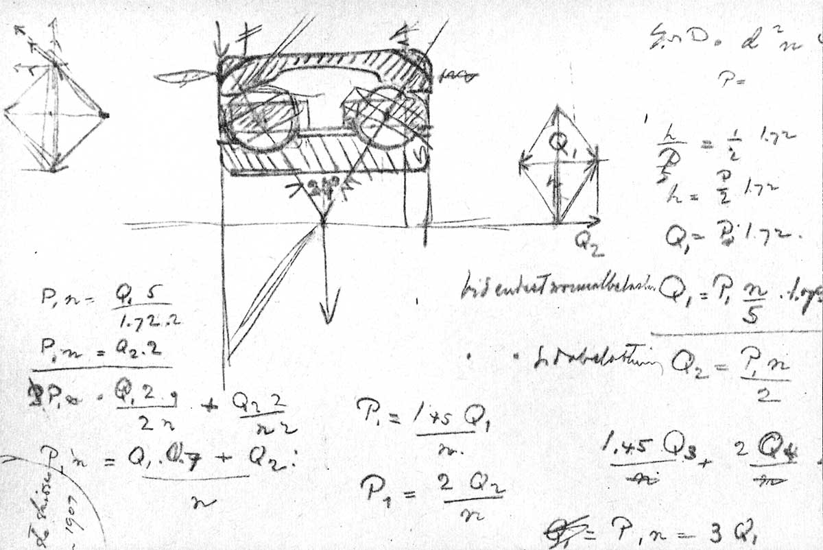 Bản vẽ phát minh ra vòng bi cầu tự lựa hai dãy đầu tiên trên thế giới